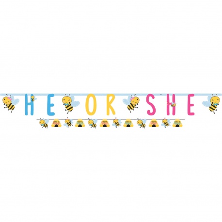 Banner decorativ pentru baby shower - He or She, 120395, 2 buc