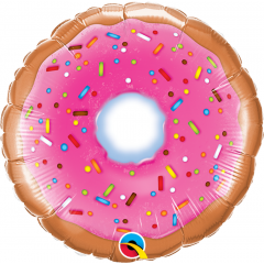 Balon Mini Folie Donut, 23 cm, umflat + bat si rozeta, Qualatex 58455