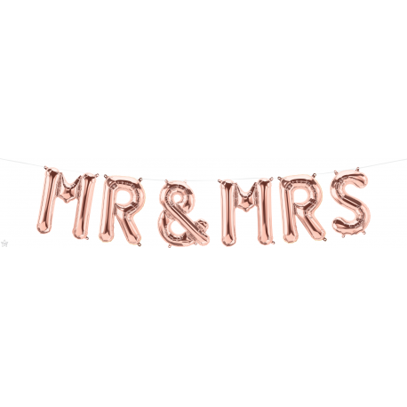 Pachet baloane folie Mr. & Mrs. rose gold - 41 cm, 58820