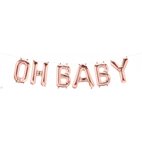 Pachet baloane folie Oh Baby rose gold - 41 cm, 58821