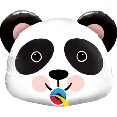 Balon Folie Mini Figurina Cap de Panda - 36 cm, umflat + bat si rozeta, Qualatex 89454