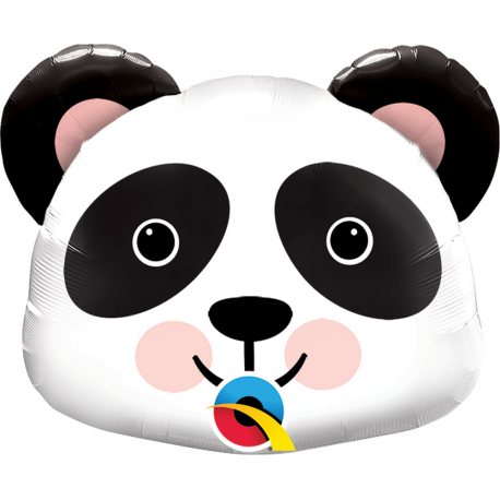 Balon Folie Mini Figurina Cap de Panda - 36 cm, umflat + bat si rozeta, Qualatex 89454