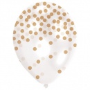 Baloane latex 28 cm confetti aurii, Amscan 9901845, set 6 buc
