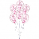 Baloane latex 11'' + confetti roz, 9903279, Set 6 buc