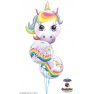 Balon Bubble 22"/56 cm Birthday Rainbow Unicorns, Qualatex 87744