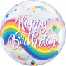 Balon Bubble 22"/56 cm Birthday Rainbow Unicorns, Qualatex 87744