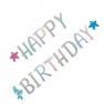Banner decorativ holografic pentru petrecere - Happy Birthday cu sirena, 2.7 m, Radar 54496, 1 buc