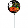 Balon Mini Folie Halloween - Happy Ghost & Pumpkins - 23 cm, umflat + bat si rozeta, Radar 38162