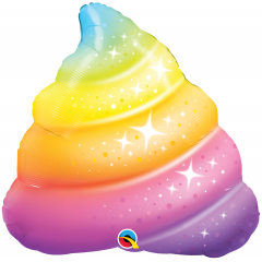Balon Folie Figurina Rainbow Poop Sparkles - 76 cm, Qualatex 97534
