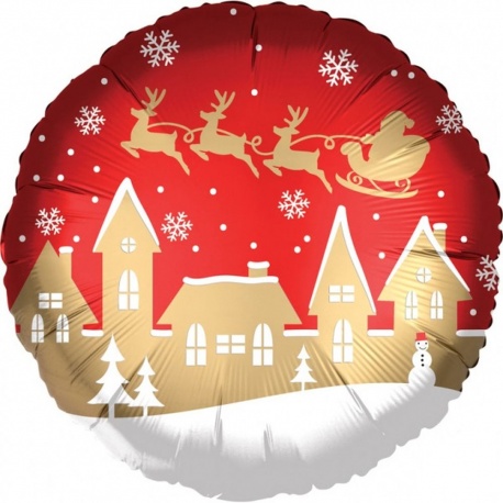 Standard "Satin Santa Village" Foil Balloon, Amscan 38311
