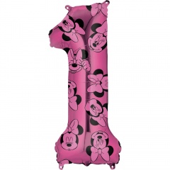 Balon Folie Figurina Minnie Mouse Forever Cifra 1 roz- 66 cm, Amscan 40136, 1 buc