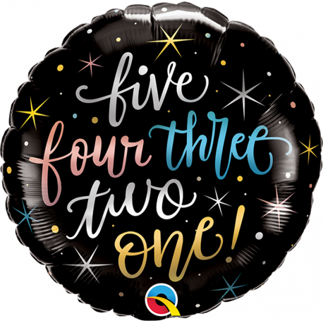 Balon Folie 45 cm - Five Four Three Two One!, Qualatex 89866, 1 buc