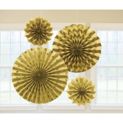 Decoratiuni aurii cu sclipici in forma de rozeta , 20.3/30.4/40.6 cm, Amscan 295000-19, set 4 buc