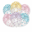 Baloane latex 28 cm inscriptionate cu confetti multicolore pastel, Amscan 9901847, set 6 buc