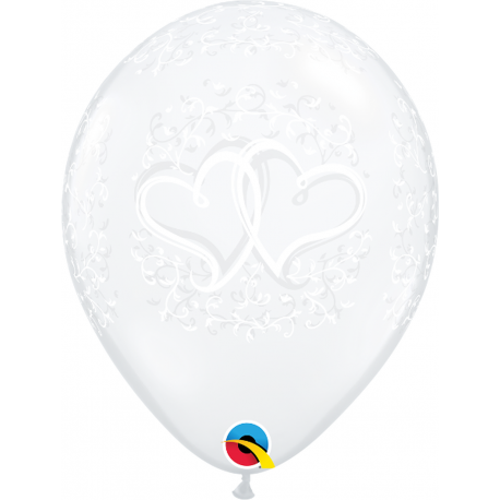 Baloane Latex 11"/28 cm inscriptionate, Entwined Hearts, Qualatex 37200