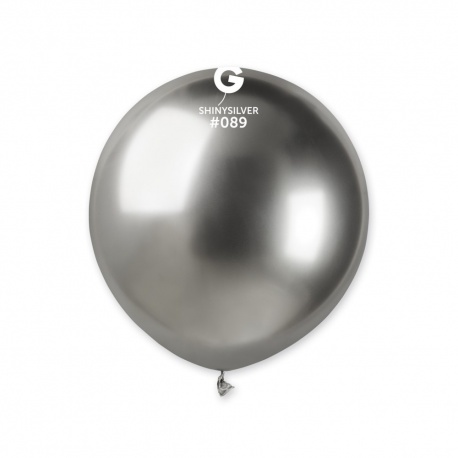 Balon Latex Jumbo Shiny Silver- 48 cm, Gemar GB150.89