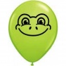 Baloane latex 5" inscriptionate Frog Face, Lime Green, Qualatex 97344