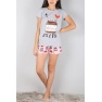 Pijama bumbac gri/roz- I Love Nutella & Milk, marimi S-XL, Radar 031