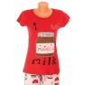 Pijama bumbac rosu/roz- I Love Nutella & Milk, marimi S-XL, Radar 030