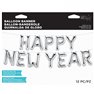 Pachet baloane folie Happy New Year - 16''/41 cm, Argintiu, Qualatex 59806, set 12 buc