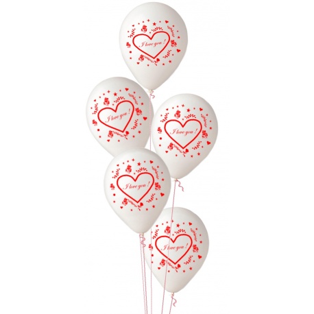 Buchet din baloane latex asortate I love you, Radar BB.GI.LOVE.WH.T4