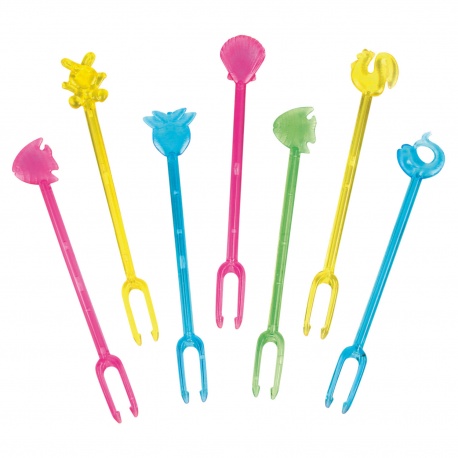 Betisoare multicolore pentru cocktail - animalute, Amscan 5321, Set 10 buc