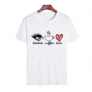 Tricou bumbac cu mesaj - Lashes, Coffee & Love, diverse marimi, Radar 022