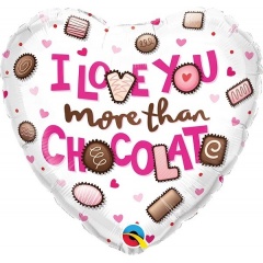 Folie 45 cm inima - I Love You More Than Chocolate, Qualatex 16678, 1 buc