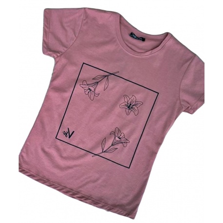 Tricou bumbac roz - rama flori, diverse marimi, Radar 037