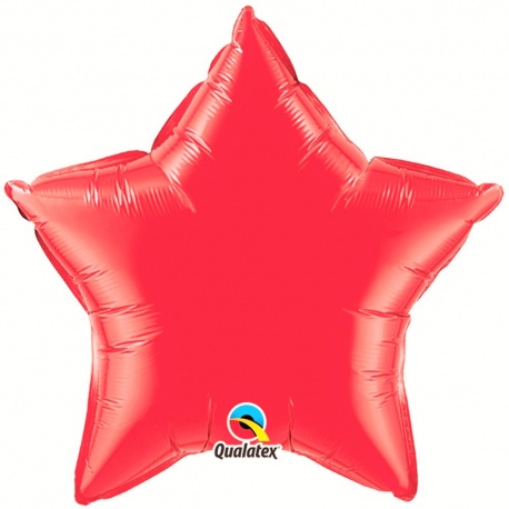 Balon folie Ruby Red metalizat cu forma de stea - 50 cm, Qualatex 12626, 1 buc