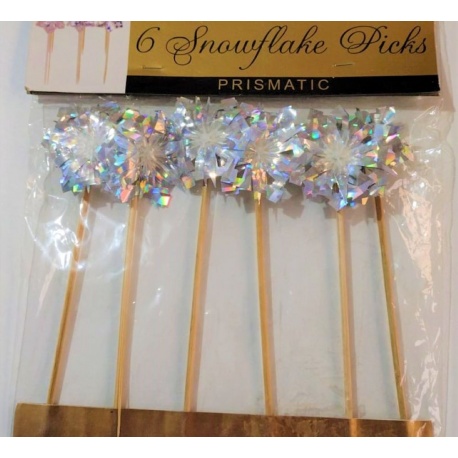 Scobitori decorative cu fulgi de nea - iridiscent, Amscan 40796, set 6 buc