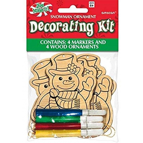 Kit decoratiuni lemn Om Zapada pentru colorat, Amscan 394910, set 4 buc