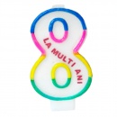 Lumanare aniversara pentru tort, Cifra 8 cu mesajul "La multi ani!", Radar SMFIT.LMA8, 1 buc