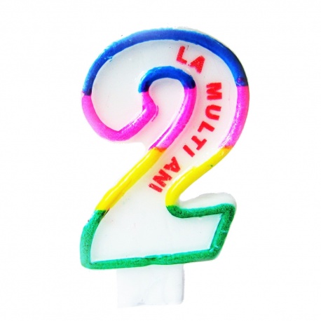 Lumanare aniversara pentru tort, Cifra 2 cu mesajul "La multi ani!", Radar SMFIT.LMA2, 1 buc