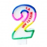 Lumanare aniversara pentru tort, Cifra 2 cu mesajul "La multi ani!", Radar SMFIT.LMA2, 1 buc