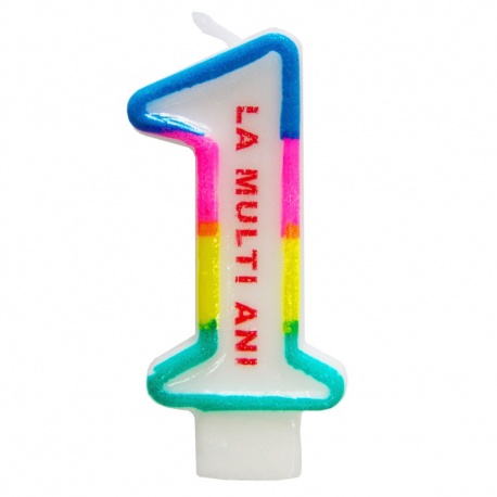 Lumanare aniversara pentru tort, Cifra 1 cu mesajul "La multi ani!", Radar SMFIT.LMA1, 1 buc