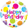 Balon Folie 45 cm "Happy Birthday"Big Polka Dots , Qualatex 29875