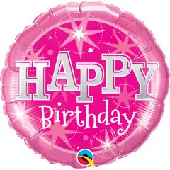 Balon Folie 45 cm "Happy Birthday" Pink Sparkle, Qualatex 37913