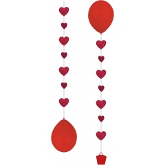 Panglica decorativa cu inimioare pentru baloane cu heliu, set 3 buc