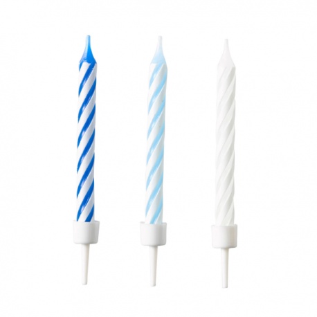 Lumanari aniversare cu suport pentru tort sky blue cu spirale - 6.3 cm