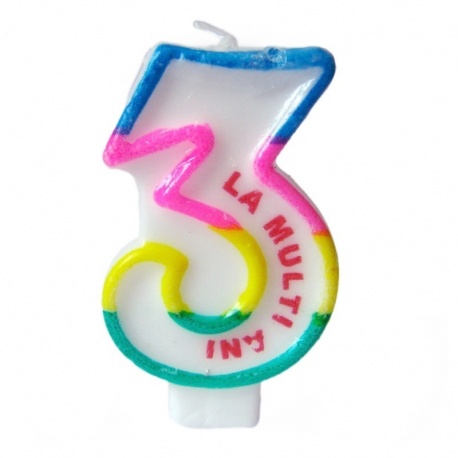 Lumanare aniversara pentru tort, Cifra 3 cu mesajul "La multi ani!", Radar SMFIT.LMA3, 1 buc