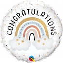 Balon folie 45 cm Congratulations Boho Rainbow, Qualatex, 1 buc