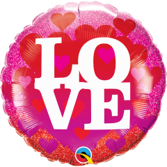Balon 45 cm Love Hearts & Glitter - Q24788