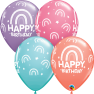 Baloane latex 11''/28 cm Birthday Boho Rainbows - Q29191