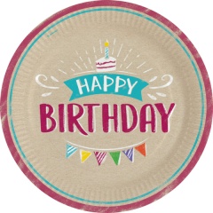 Farfurii petrecere 23 cm Happy Birthday, Amscan set 8 buc
